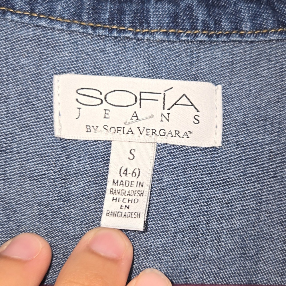 Sofia Jeans by Sofia Vergara Womens Denim Shirt Blue Cotton Button Up Small 4-6 - Picture 10 of 11